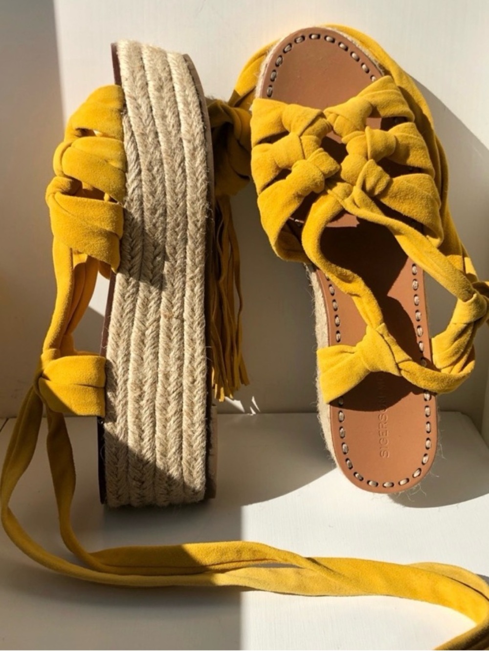 SIGERSON MORRISON Cosie Mustard Espadrille Platform Sandals. 5
